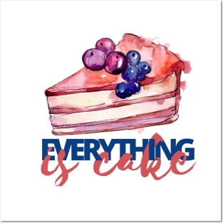 Everything is Cake, Red and Blue Posters and Art